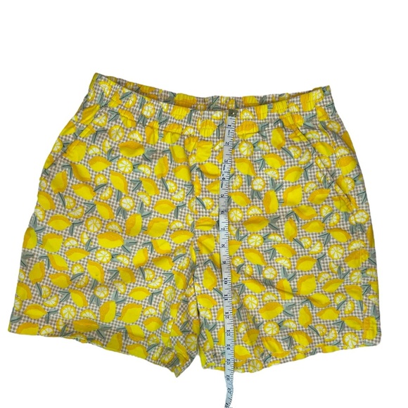 Lands' End cotton yellow lemon gingham print shorts pockets petite size 6P - Picture 2 of 11